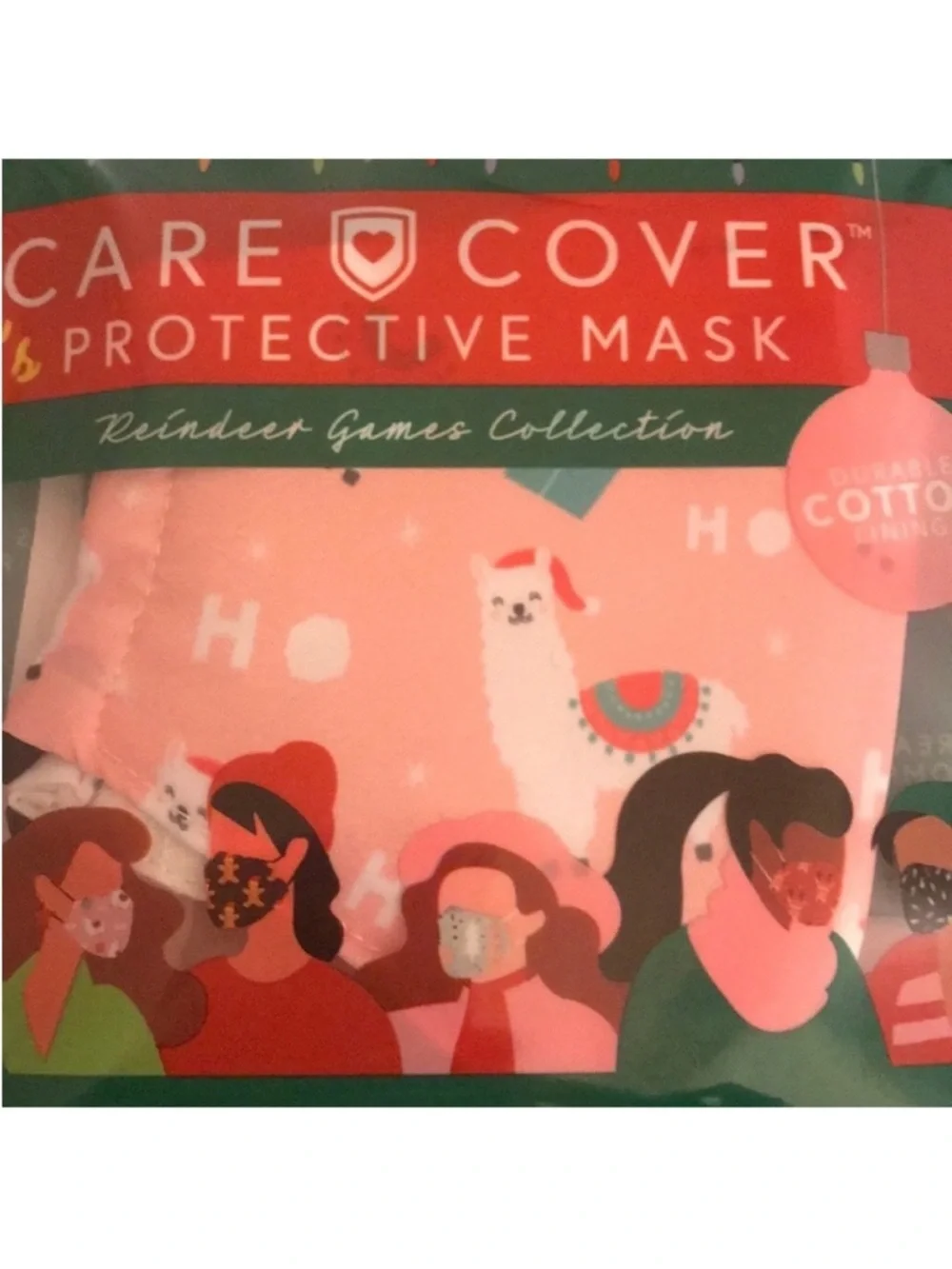 Care Cover Kid’s Protective Christmas Print Mask in Holiday Llamas